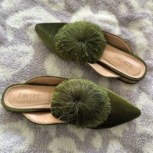Women's Olive Velvet Loafers